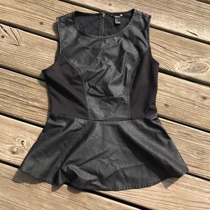 Faux Leather Peplum Top